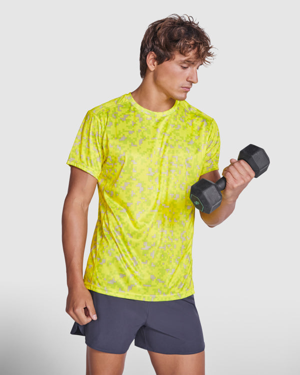 Tricou ASSEN galben fluo pixel - pe model