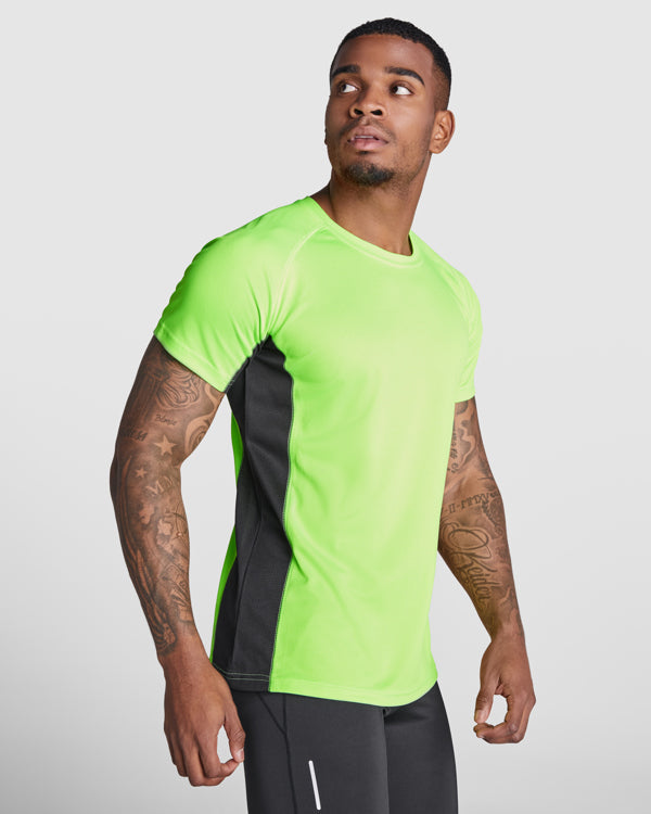 Tricou SHANGHAI verde fluor/negru - pe model