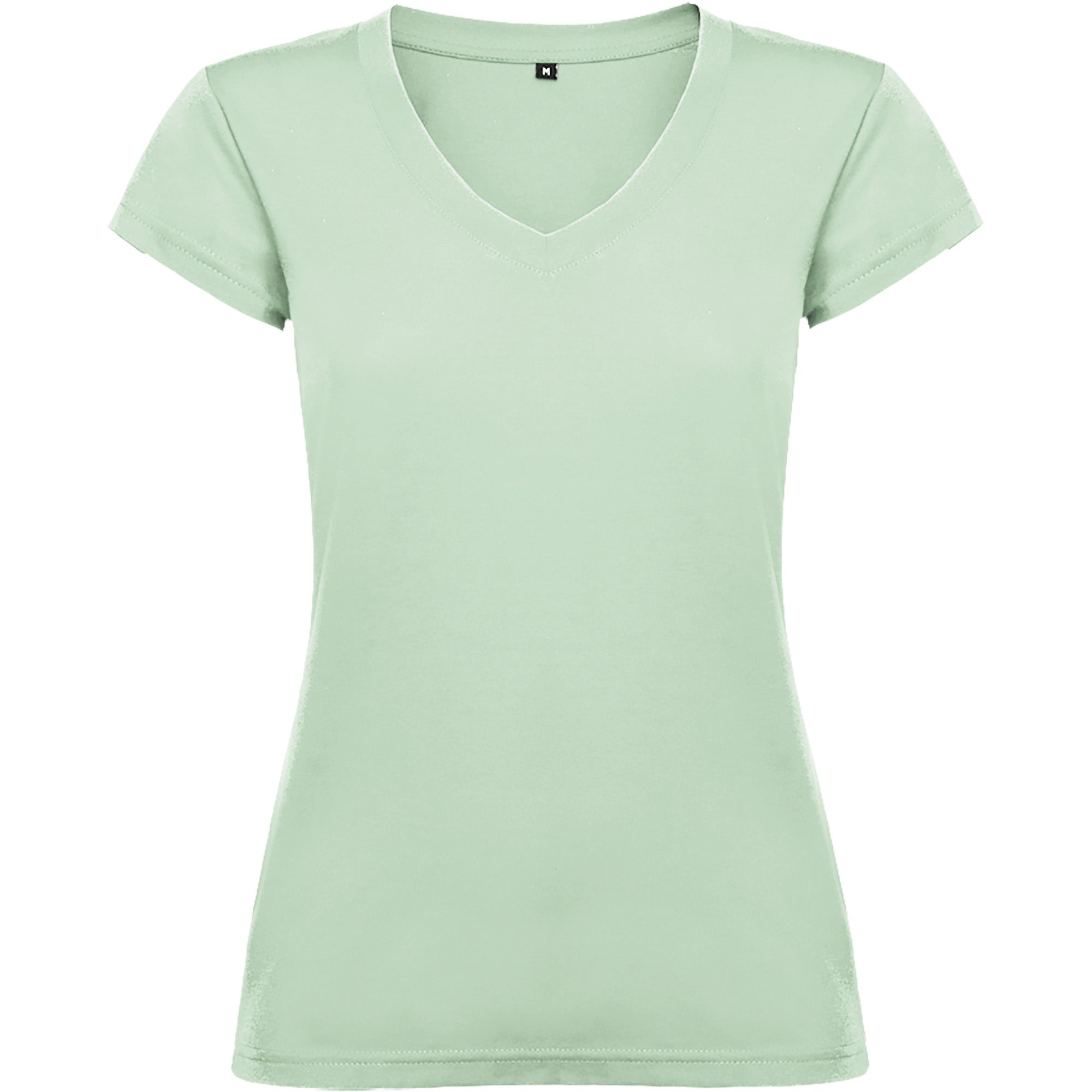 Tricou bumbac cambrat cu guler in V VICTORIA