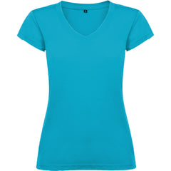 Tricou bumbac cambrat cu guler in V VICTORIA