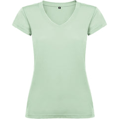 Tricou bumbac cambrat cu guler in V VICTORIA