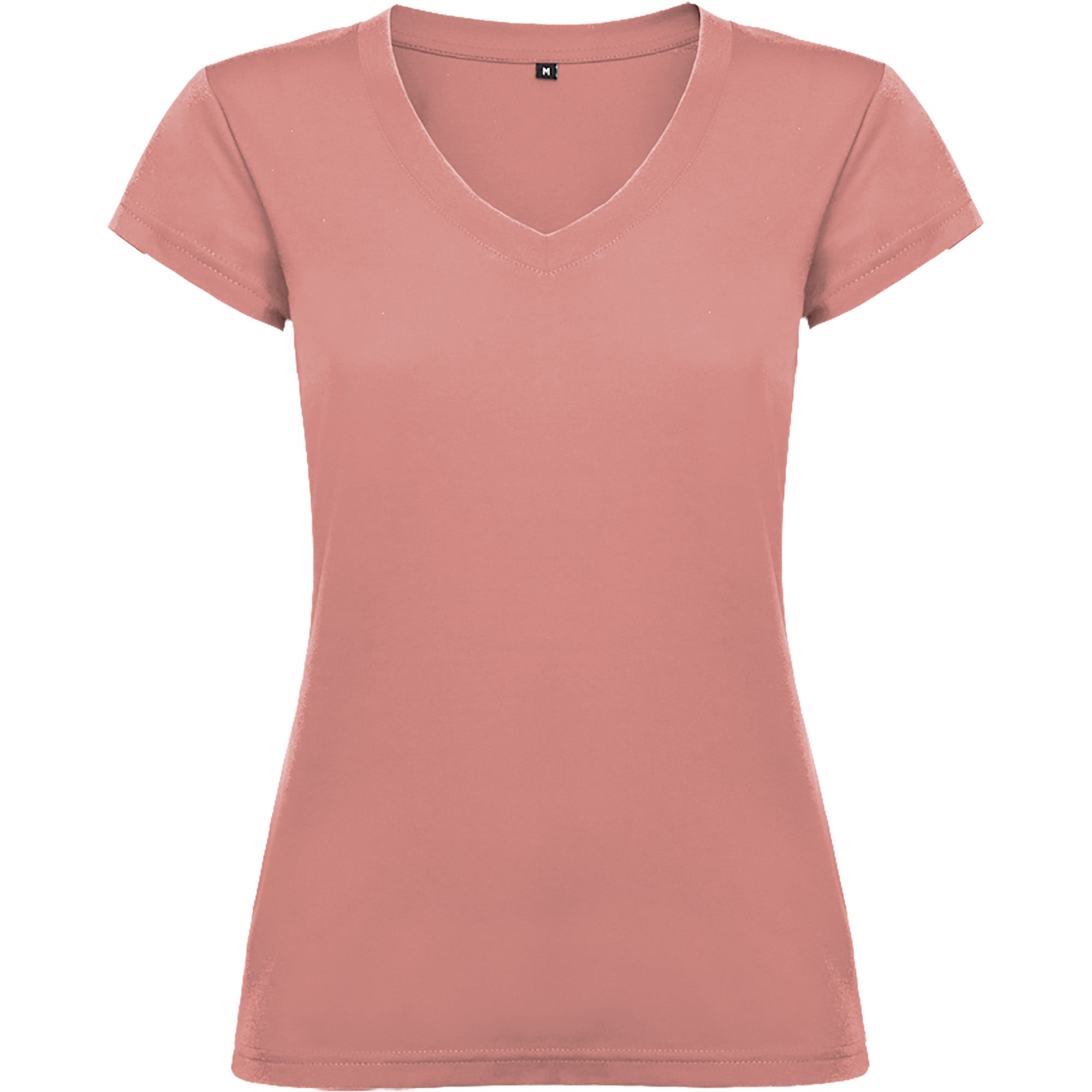 Tricou bumbac cambrat cu guler in V VICTORIA