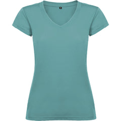 Tricou bumbac cambrat cu guler in V VICTORIA