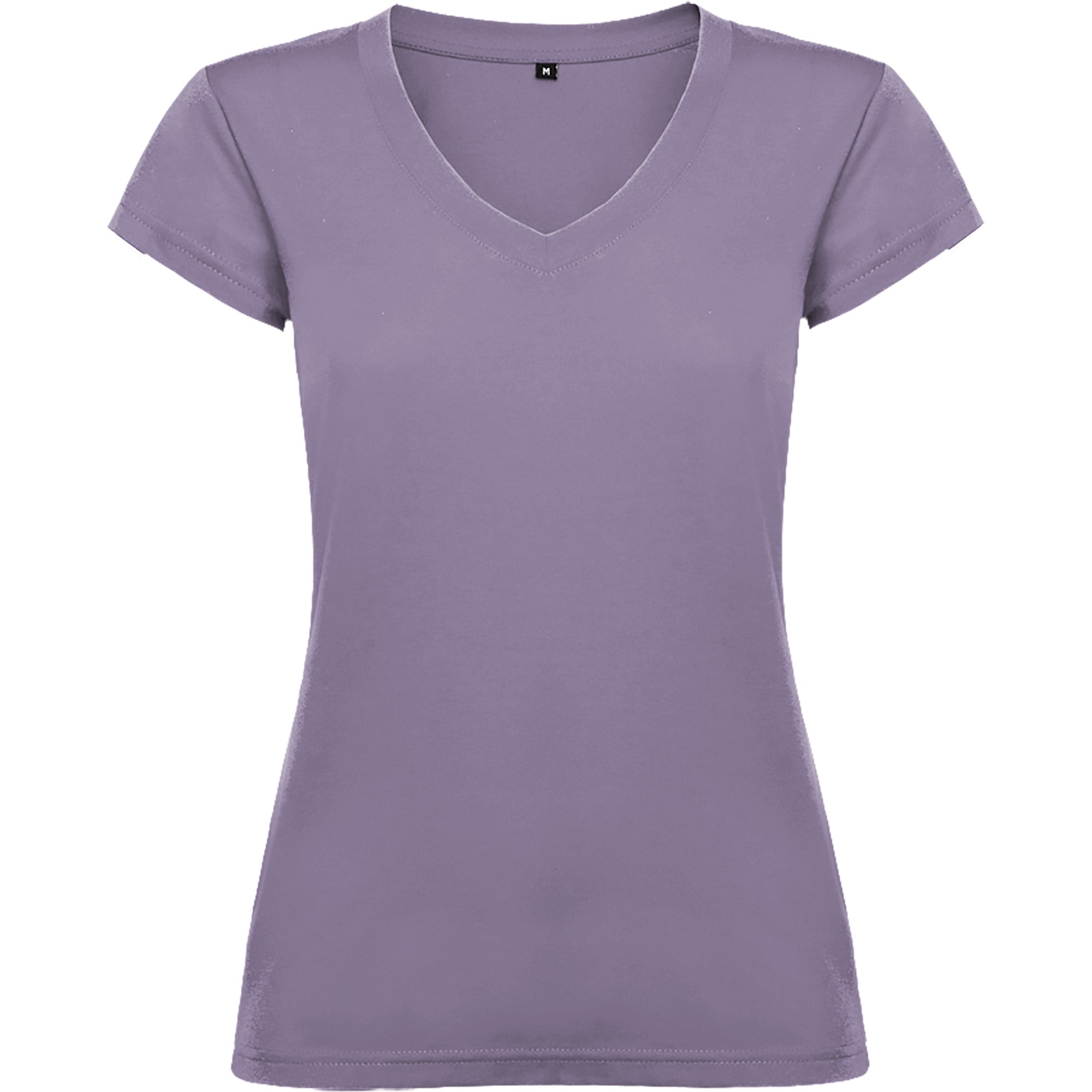 Tricou bumbac cambrat cu guler in V VICTORIA