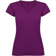 Tricou bumbac cambrat cu guler in V VICTORIA