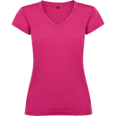 Tricou bumbac cambrat cu guler in V VICTORIA