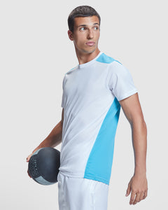 Tricou DETROIT alb/turcoaz - pe model