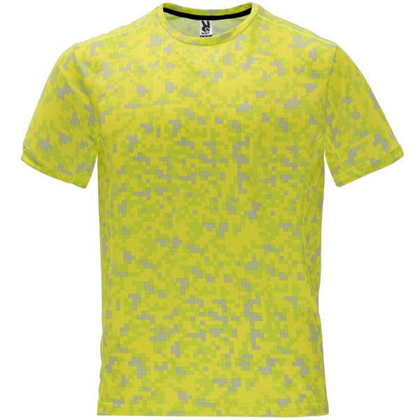 Tricou ASSEN galben fluo pixel - fata