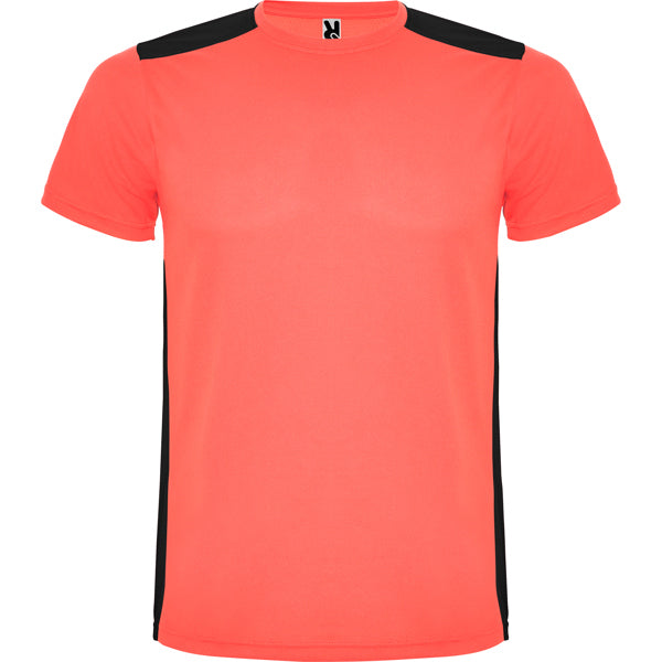 Tricou DETROIT coral fluor/negru - fata